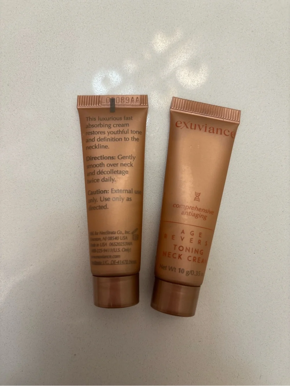 NEW Exuviance Age Reverse Toning Neck Cream - .35oz travel size (Pack of 2)